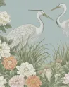 Papier peint Les aigrettes du cerisier - Bleu