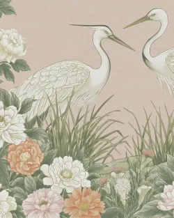 Papier peint Les aigrettes du cerisier - Rose