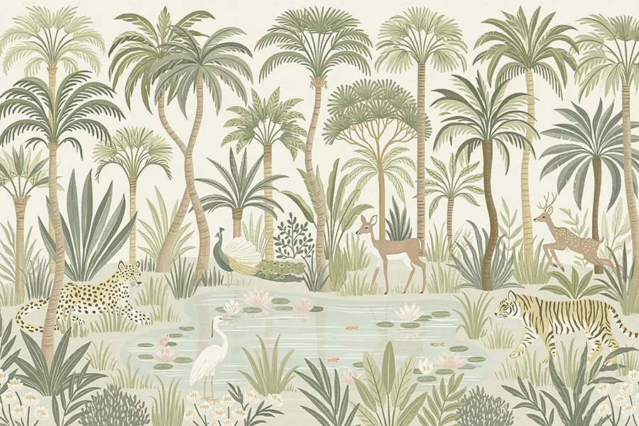 Aperçu panoramique - Papier peint Oasis dans la jungle - Pastel